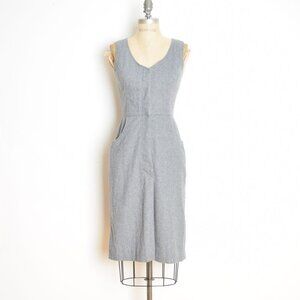 vintage 90s Lanz dress gray flannel dirndl simple neutral jumper midi S